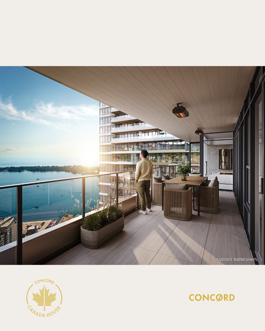 Balcony with lake view